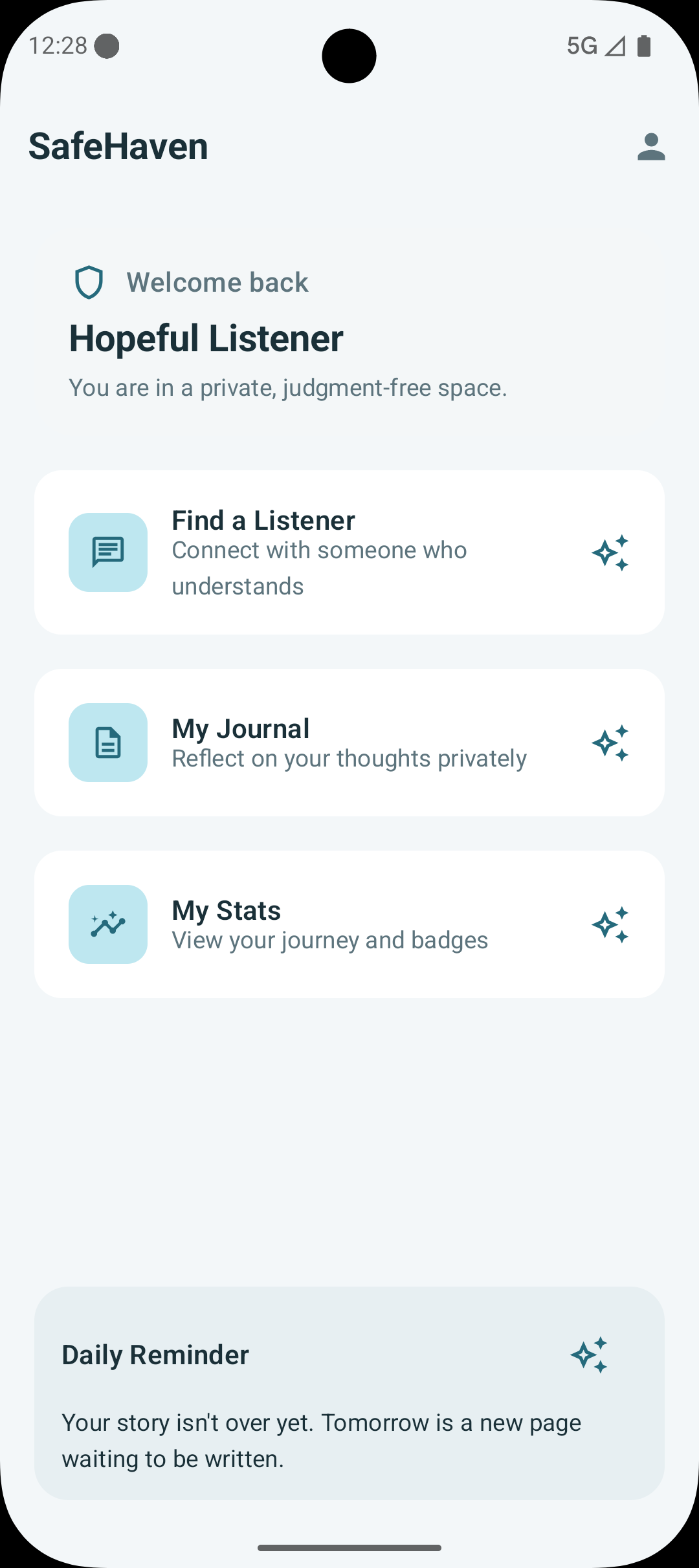 SafeHaven home dashboard screenshot