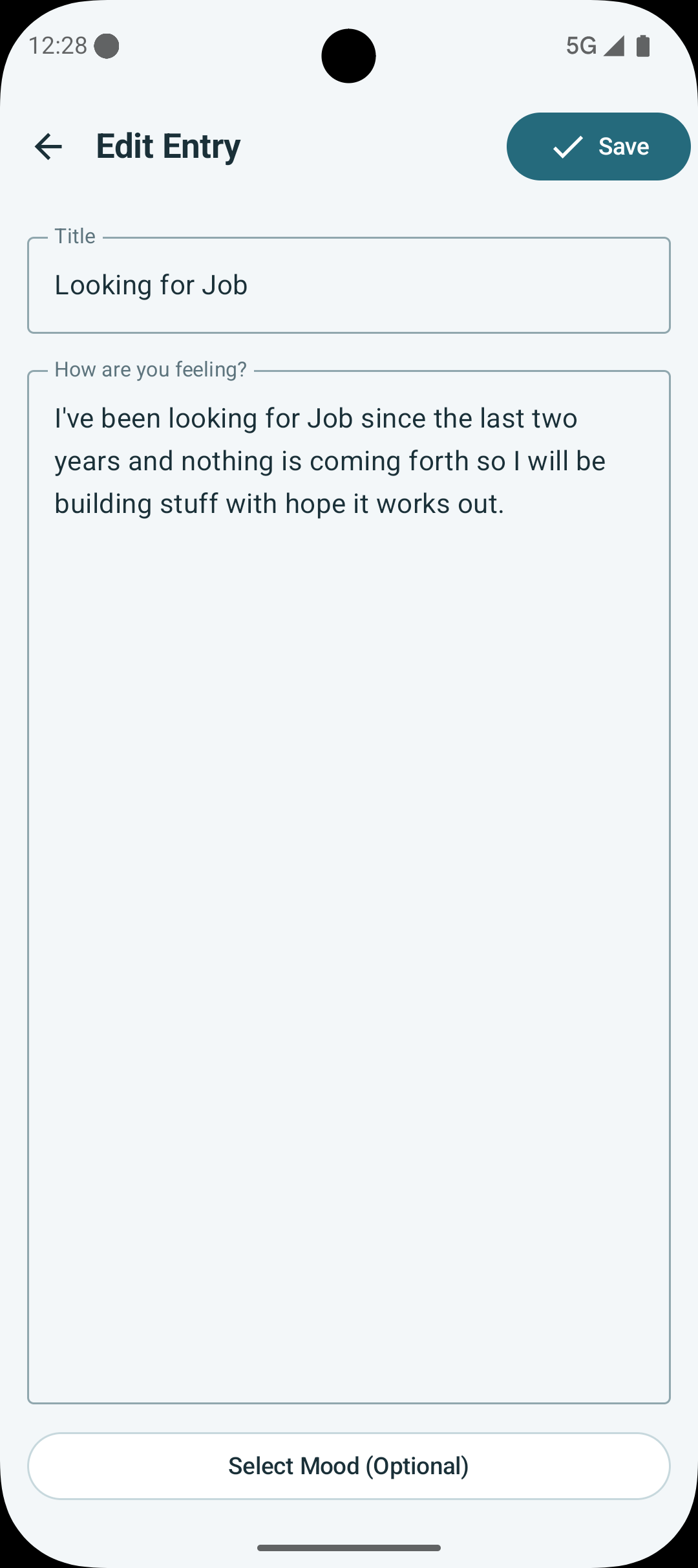 SafeHaven edit journal entry screenshot