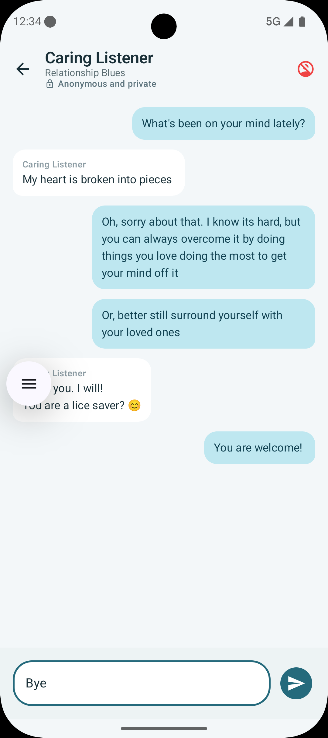 SafeHaven icebreaker chat screenshot